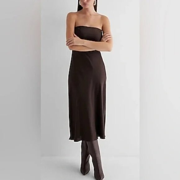 Express Strapless Brown Dress - Picture 1 of 3
